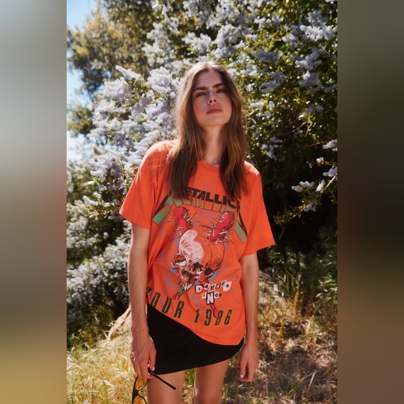 NWT DAYDREAMER METALLICA DAMAGE INC 1986 MERCH TEE, VARIOUS SIZES, CORAL SUNSET - Picture 6 of 6